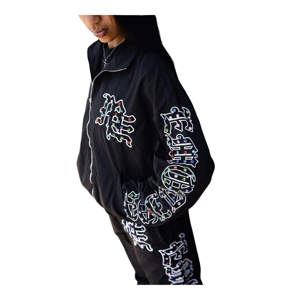 Mixed Emotions Rhinestone Nylon Jacket