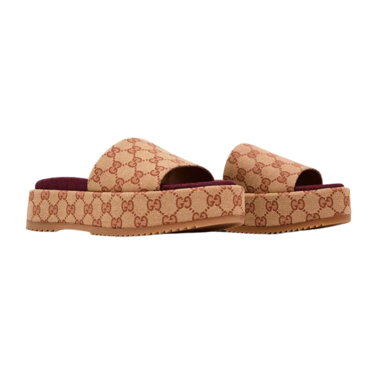 Gucci Wmns GG Slide Sandal 'Monogram - Beige Brick Red'
