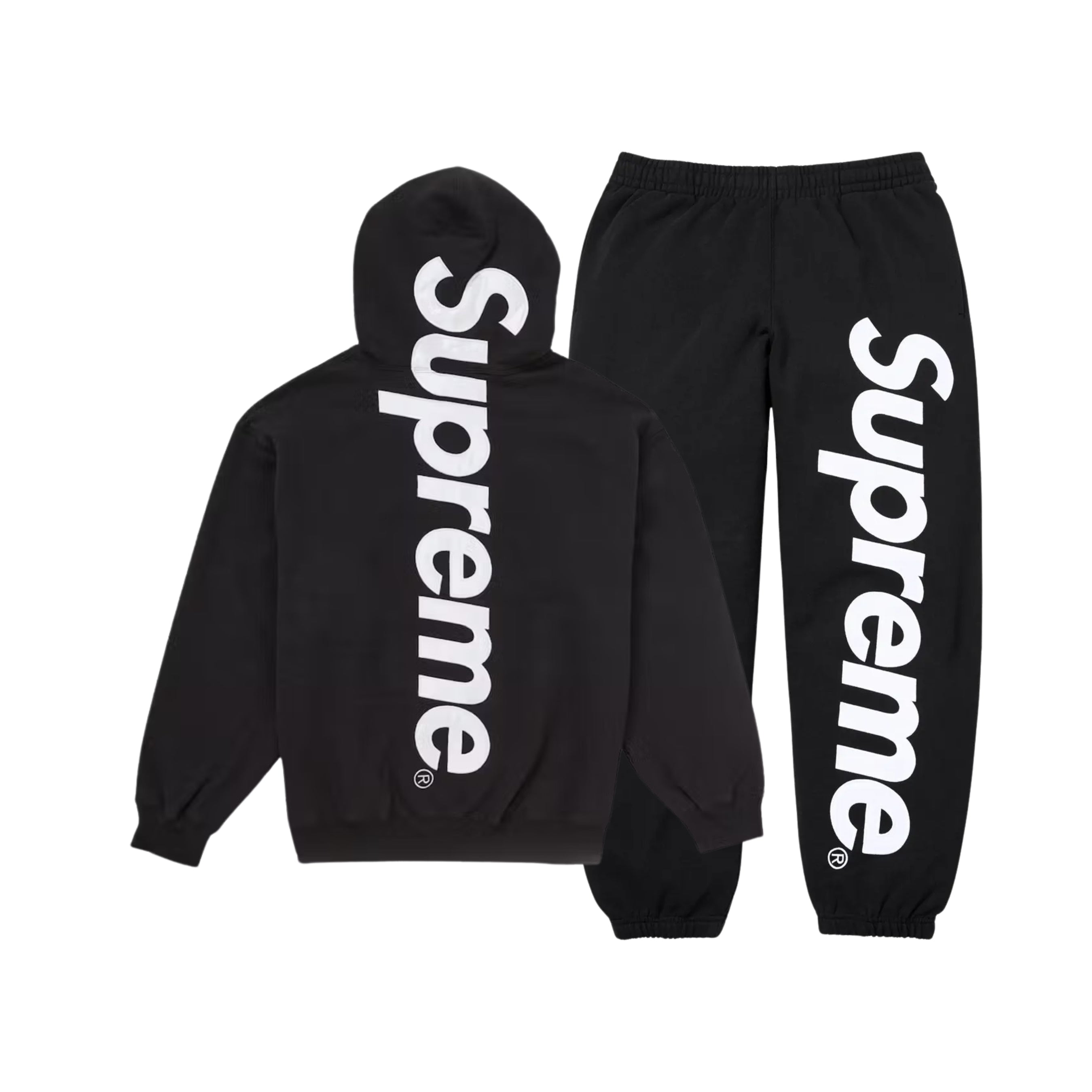 Supreme Satin Appliqué Sweatsuit 'Black'